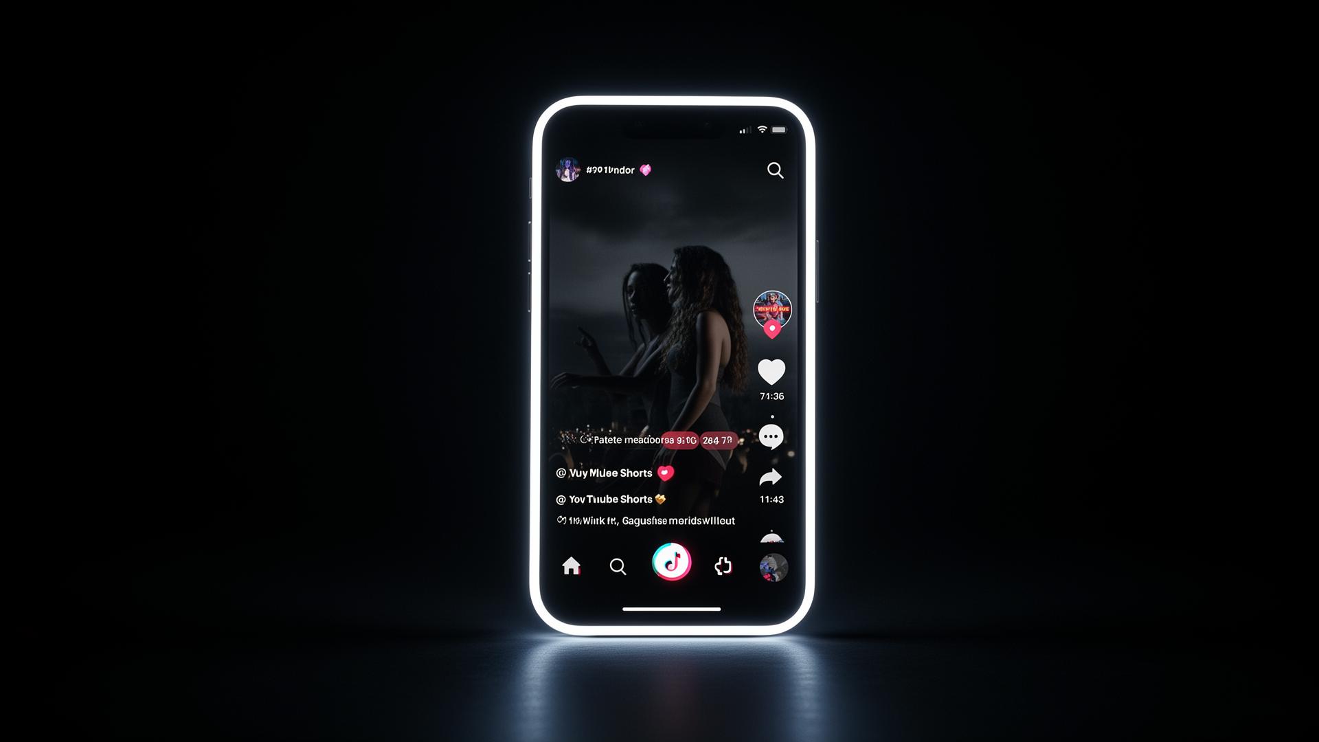 Smartphone glowing showing a TikTok video